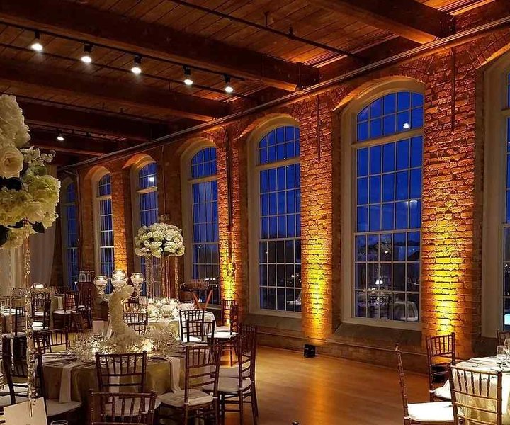 Venue uplighting washing a reception room